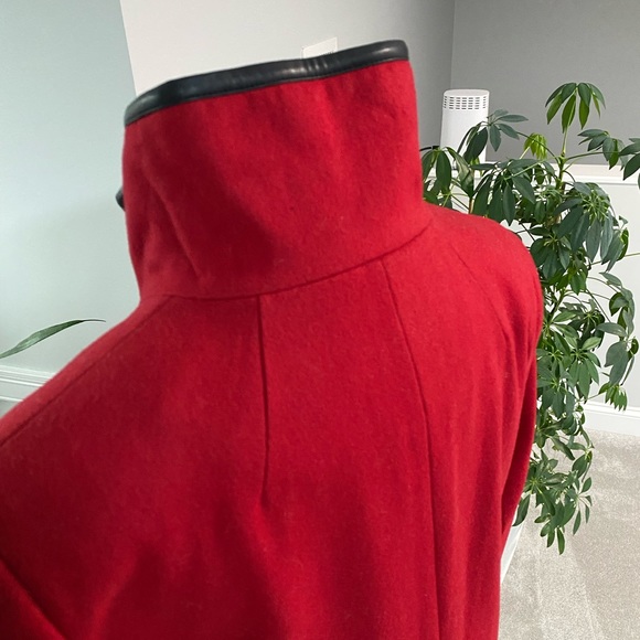 Holiday Best, leather trimmed red winter coat - Picture 5 of 11